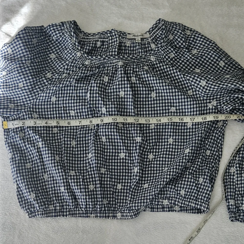 Madewell Embroidered Button-Back Shirt in Gingham Check Navy/White Size Medium - Picture 8 of 8
